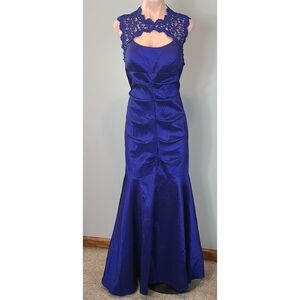 Xscape Prom Dress Blue Formal Mermaid Y2K Vintage Old Hollywood Jewel Tone